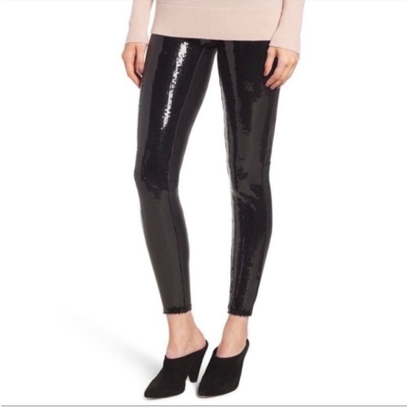 Spanx Faux Leather Sequin Leggings Black Size S - Picture 6 of 15